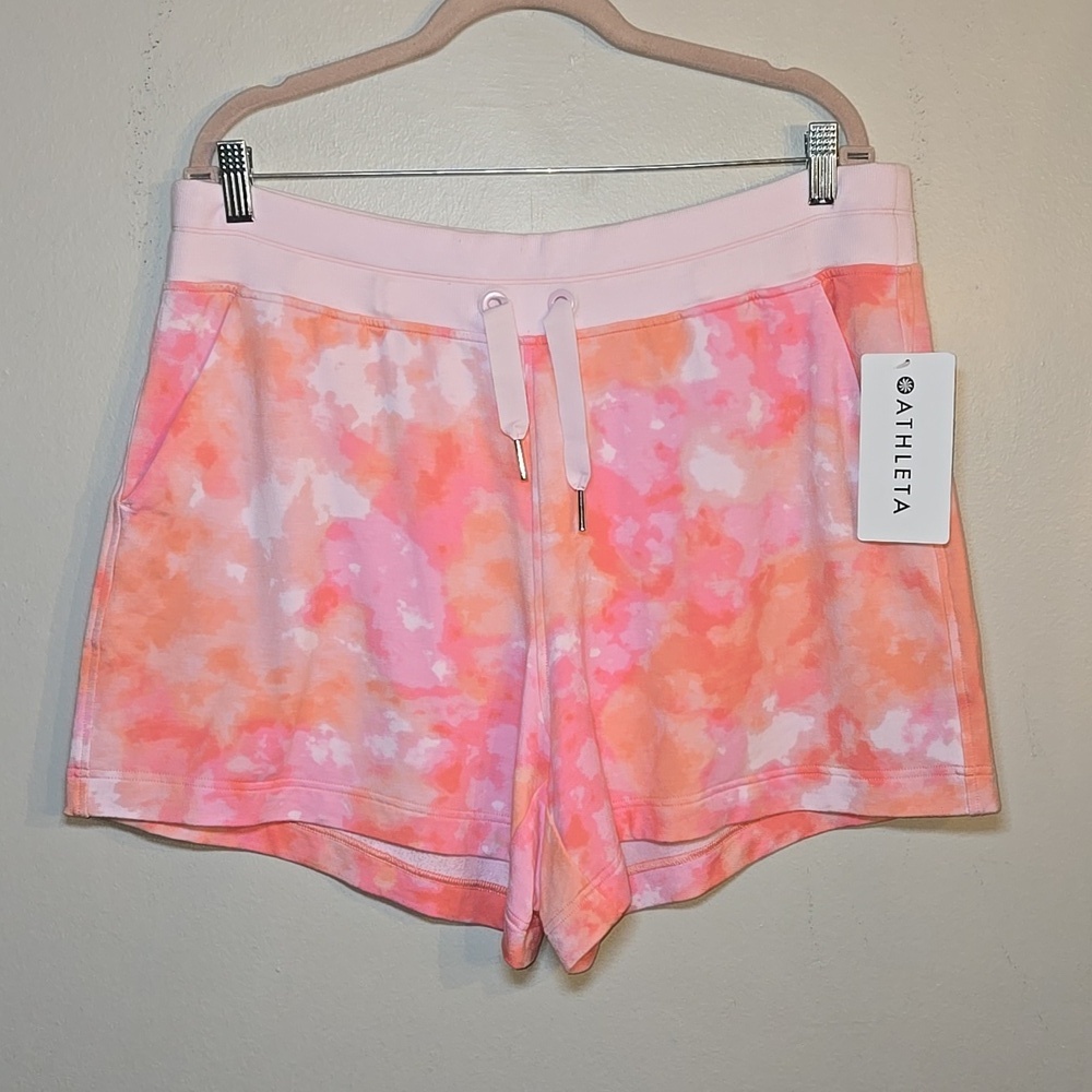 Athleta Balance Printed Shortie 4" Tie Dye Drawstring Waist Pocket Lightweight - Picture 3 of 10